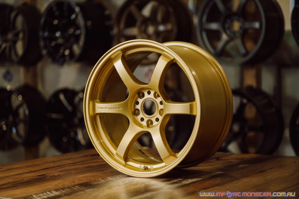 Rays Gram Lights 57DR 18x9.5" +38 5x100 custom finished in gloss gold (EGP)