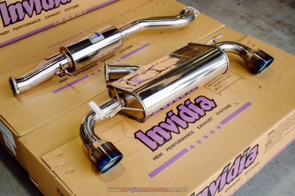 Invidia Q300 76mm catback exhaust system with burnt ti tips for GR YARIS XPA16R HS20TGYQ31RT - Image 3