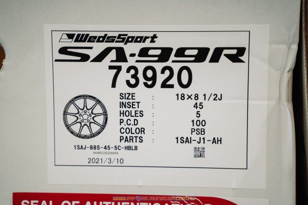 WedsSport SA-99R 18×8.5″ +45 5×100 pcd  PSB wheel set 73920 - Image 12