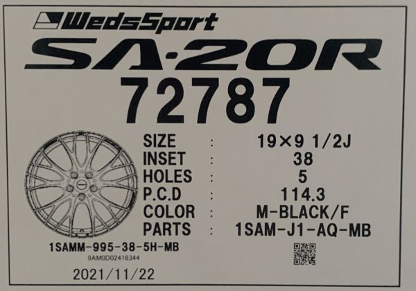 WedsSport SA-20R 19x9.5" +38 5x114.3 Metal Black finish wheel set 72787 - Image 5