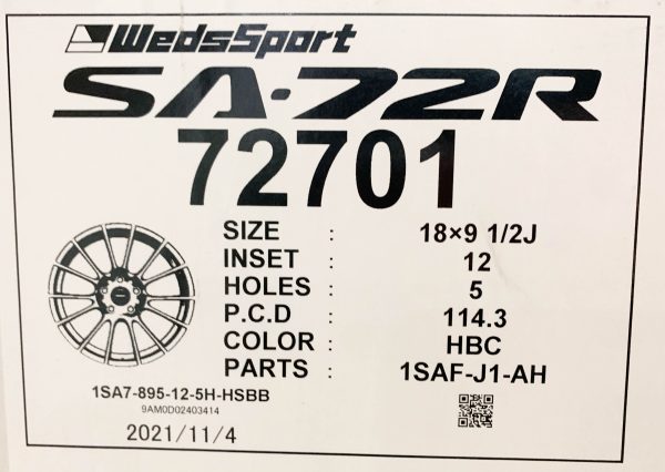 WedsSport SA-72R 18x9.5" and 10.5" 5x114.3 +12 HBC finish Staggered wheel set 72701-72709 - Image 13